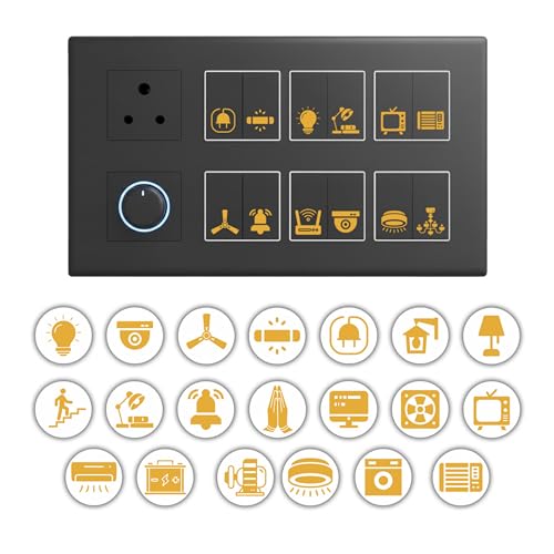 Pinaco India Switch Board Stickers - 453 Stickers, 33 Unique Designs | Decorative Wall Stickers for Switches, Home Easy-to-Apply Wall Stickers for Switches, Waterproof Vinyl Decals 1.5 cm (Golden) - Image 1