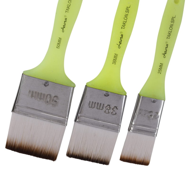 Arora Flat Synthetic Paint Brushes of 3 pc for Watercolor and Acrylic Painting 1,1.5 and 2 Inch Size - Image 2
