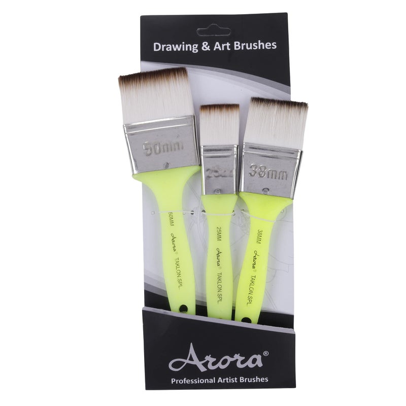 Arora Flat Synthetic Paint Brushes of 3 pc for Watercolor and Acrylic Painting 1,1.5 and 2 Inch Size - Image 5