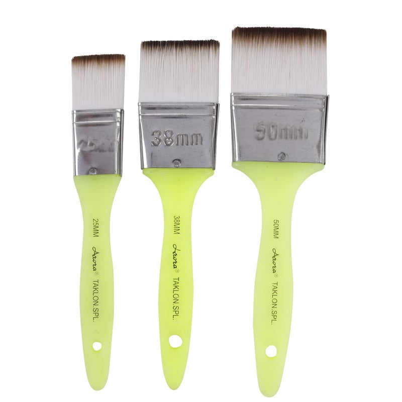 Arora Flat Synthetic Paint Brushes of 3 pc for Watercolor and Acrylic Painting 1,1.5 and 2 Inch Size - Image 3