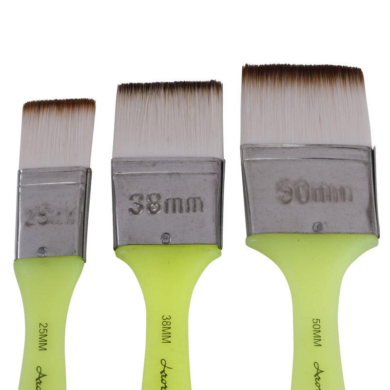 Arora Flat Synthetic Paint Brushes of 3 pc for Watercolor and Acrylic Painting 1,1.5 and 2 Inch Size - Image 4