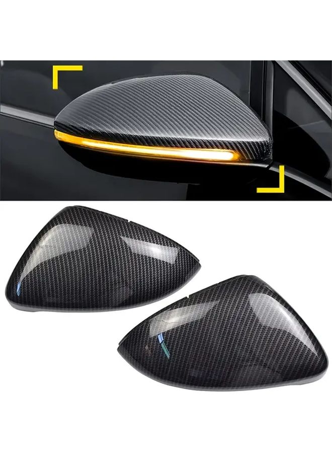 Exterior Mirrors Pair For Volkswagen Golf 7 MK7 MK7.5 GTI R 2014-2019 Carbon Pattern Rearview Mirror Housing ABS - Image 3
