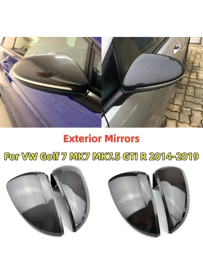 Exterior Mirrors Pair For Volkswagen Golf 7 MK7 MK7.5 GTI R 2014-2019 Carbon Pattern Rearview Mirror Housing ABS - Image 1