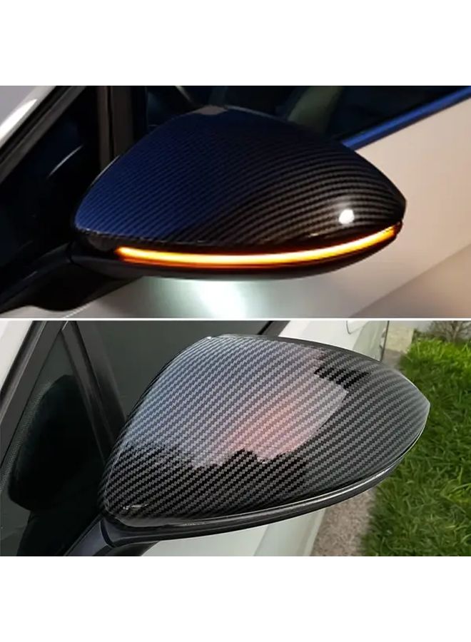 Exterior Mirrors Pair For Volkswagen Golf 7 MK7 MK7.5 GTI R 2014-2019 Carbon Pattern Rearview Mirror Housing ABS - Image 4