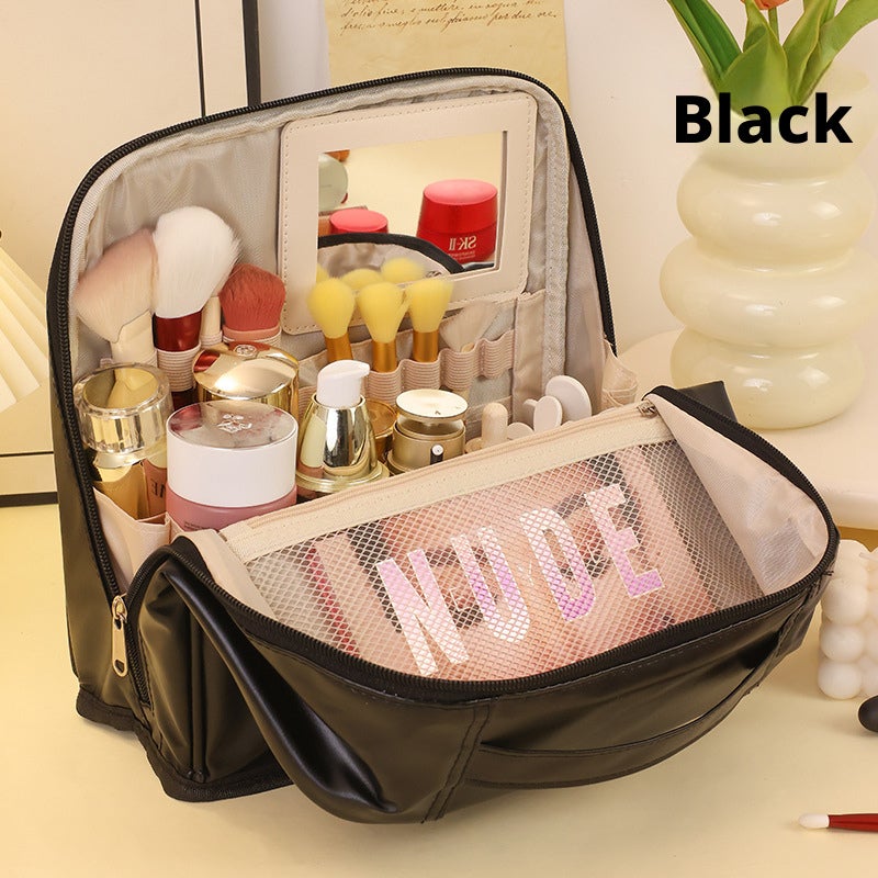 Large Capacity Cosmetic Toiletry Bag, PU, Simple & Portable, Waterproof - Image 4