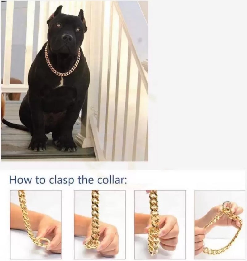 Super Chain Dog Gold Necklace Pure Brass Heavy Duty Diamond Cut Dog Collar for Cats,Puppies and All Breed Dogs (4 Mm,24 Inch-Large) - Image 3