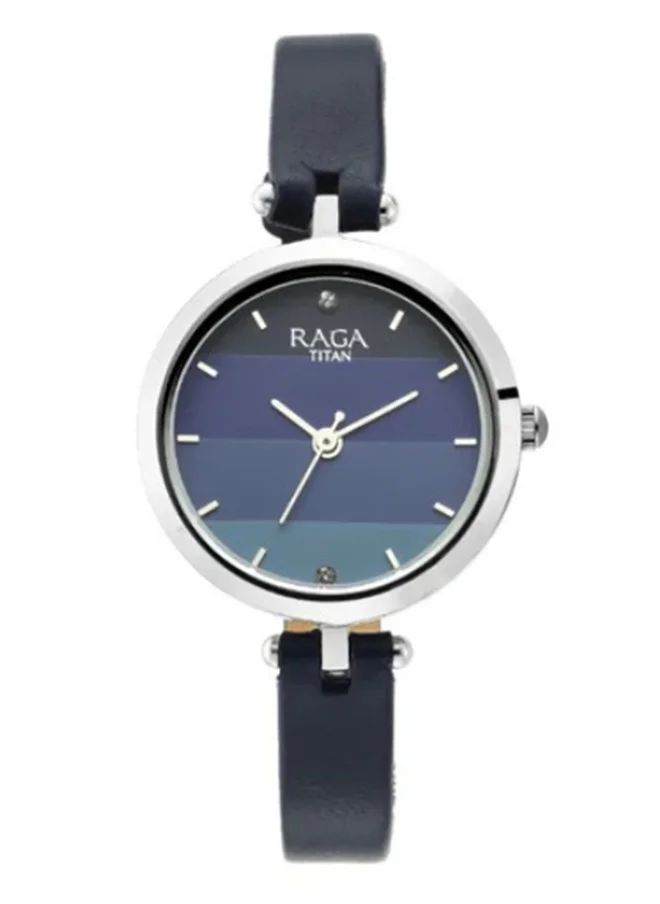 TITAN Raga Viva Blue Dial Leather Strap Watch