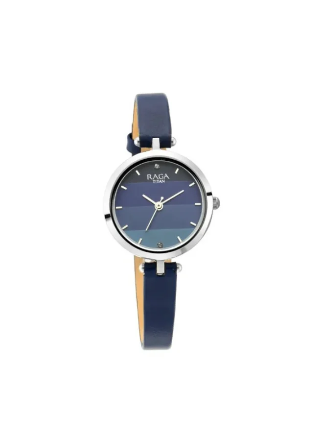 TITAN Raga Viva Blue Dial Leather Strap Watch