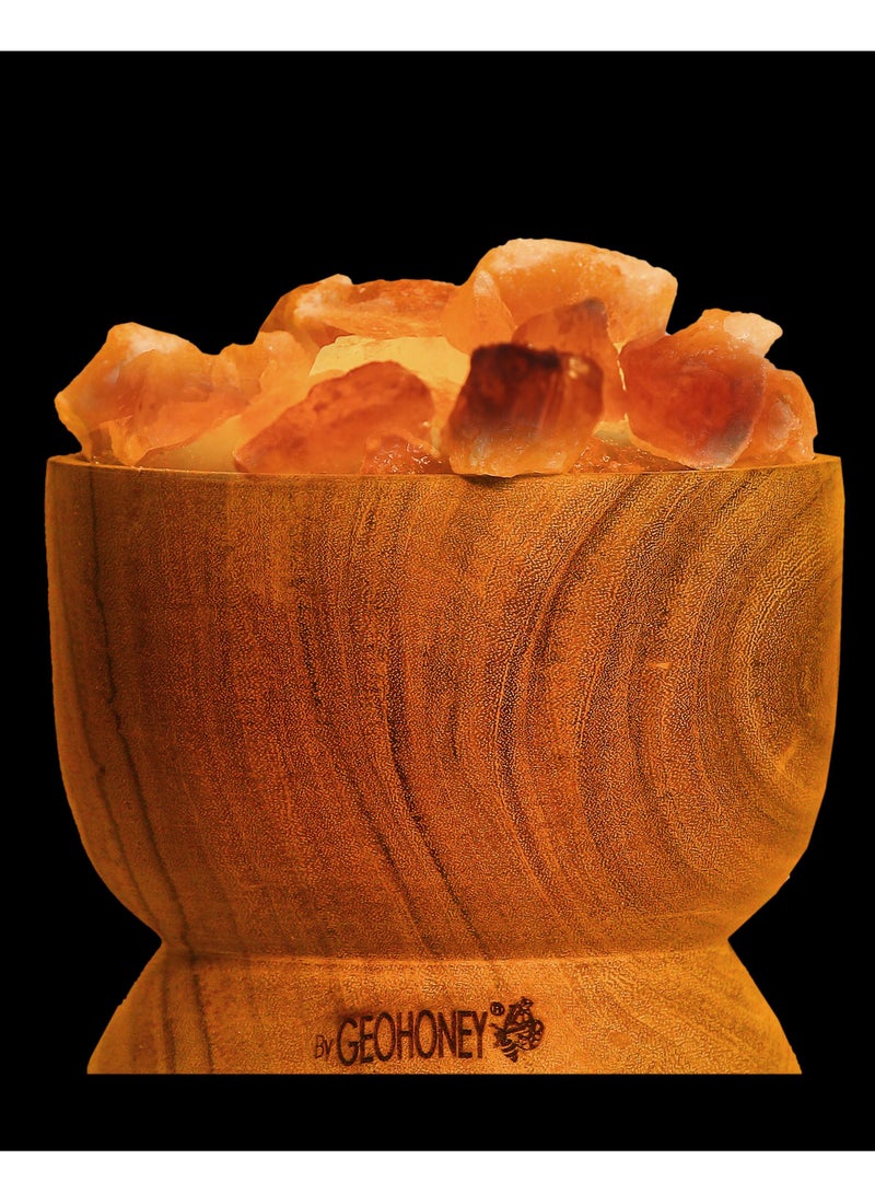 Geohoney - Himalayan Salt Lamp with Wooden Bowl - Image 4