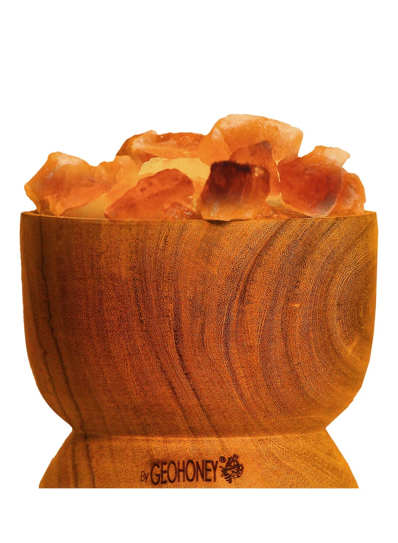 Geohoney - Himalayan Salt Lamp with Wooden Bowl - Image 1
