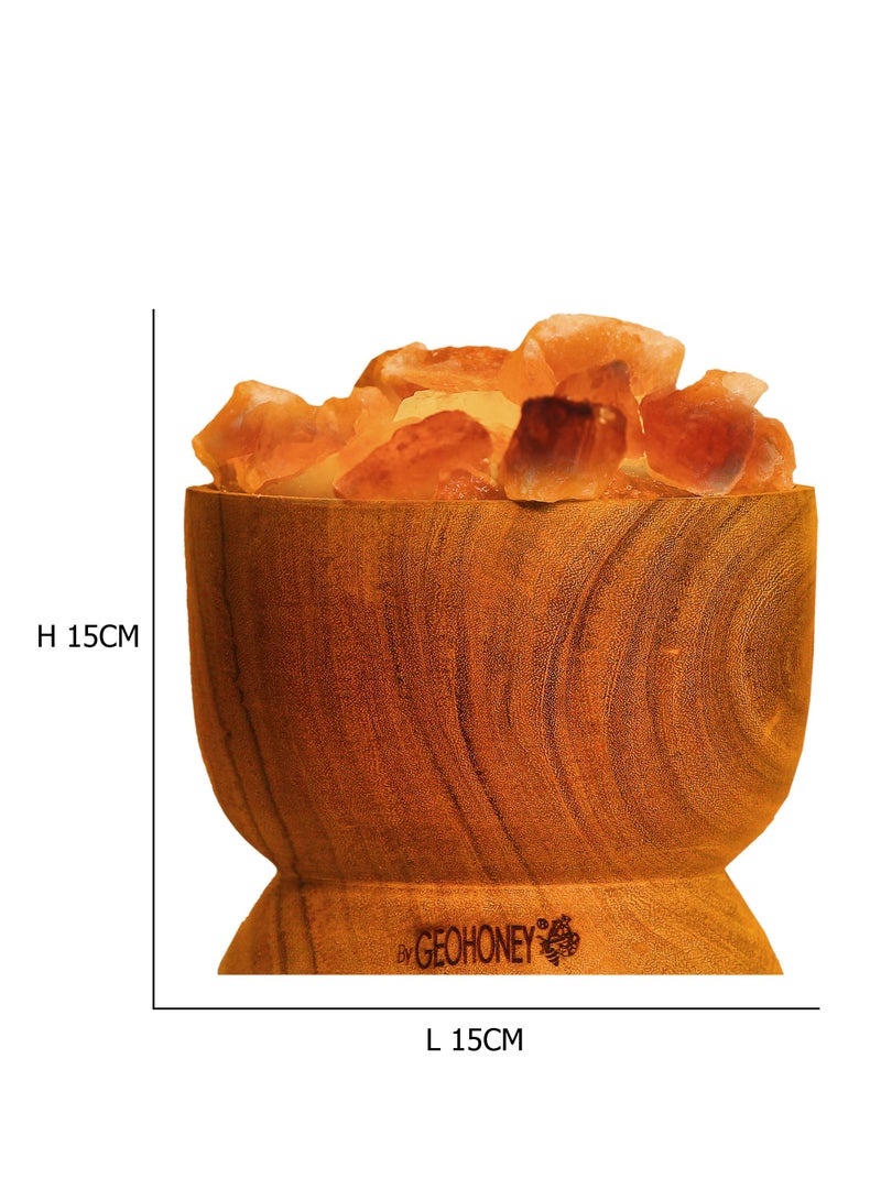 Geohoney - Himalayan Salt Lamp with Wooden Bowl - Image 3