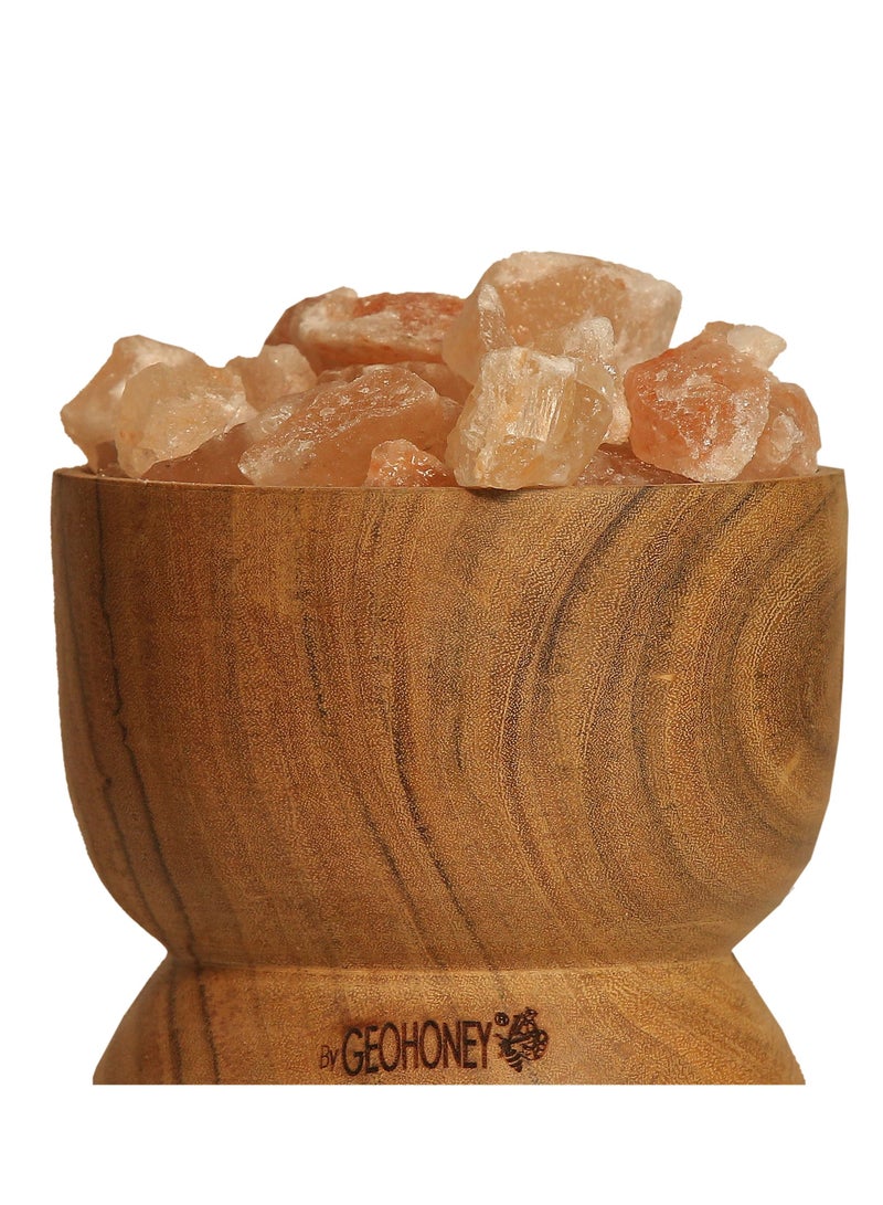 Geohoney - Himalayan Salt Lamp with Wooden Bowl - Image 2