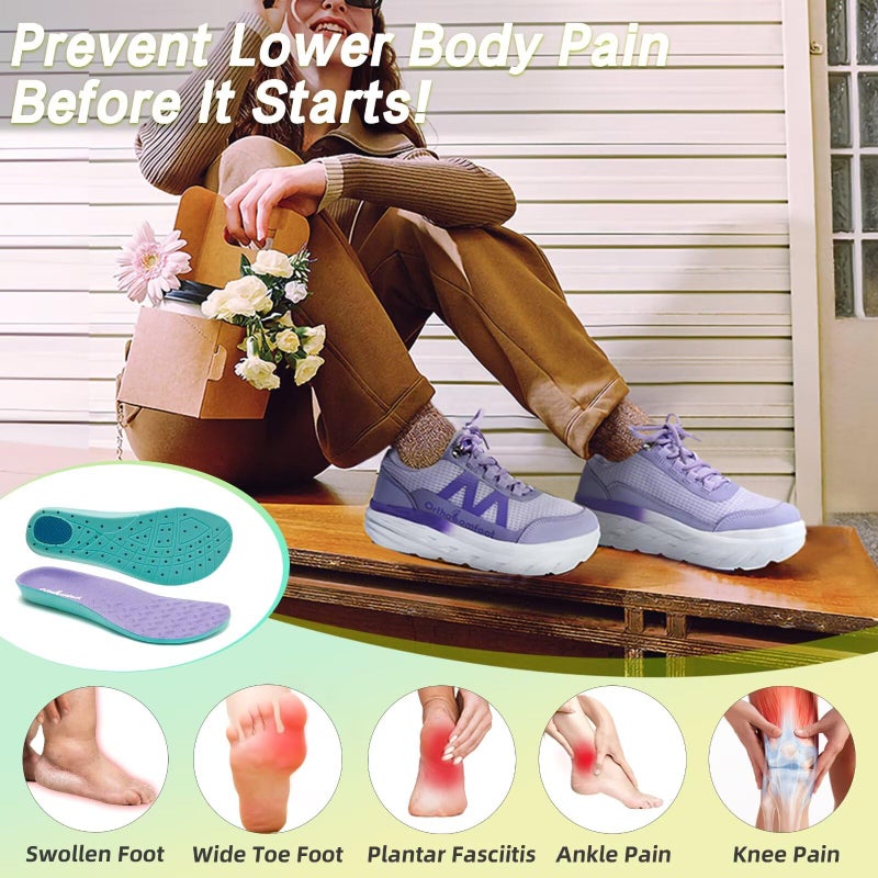 OrthoComfoot Women's Orthopedic Diabetic Wide Sport Shoes: Plantar Fasciitis Hammer Toes Pain Relief High Arch Supportive Neuropathy Heel Spur Walking Shoes, Lightweight Travel Swollen Sneakers Purple Size 7.5 - Image 4