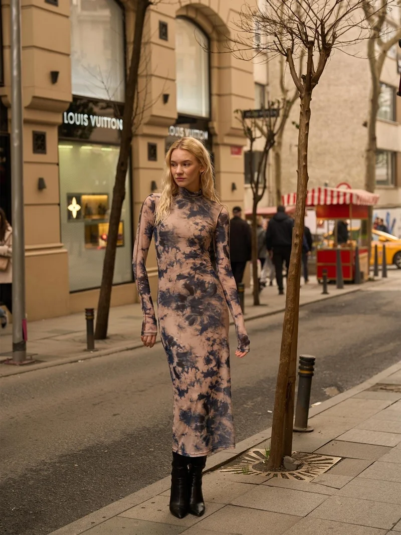 Juste Tie-Dye Mockneck Dress