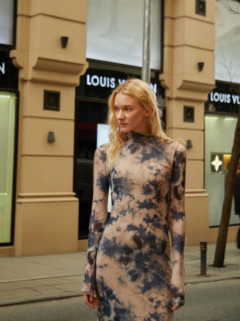 Juste Tie-Dye Mockneck Dress