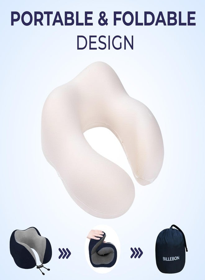 Billebon Neck Pillow for Travel – Comfortable Memory Foam Support, U-Shape Ergonomic Design, Portable for Flight Journeys, Lightweight Compact Build, Soft Washable Cover (Navy Blue with Eye Mask) - Image 3