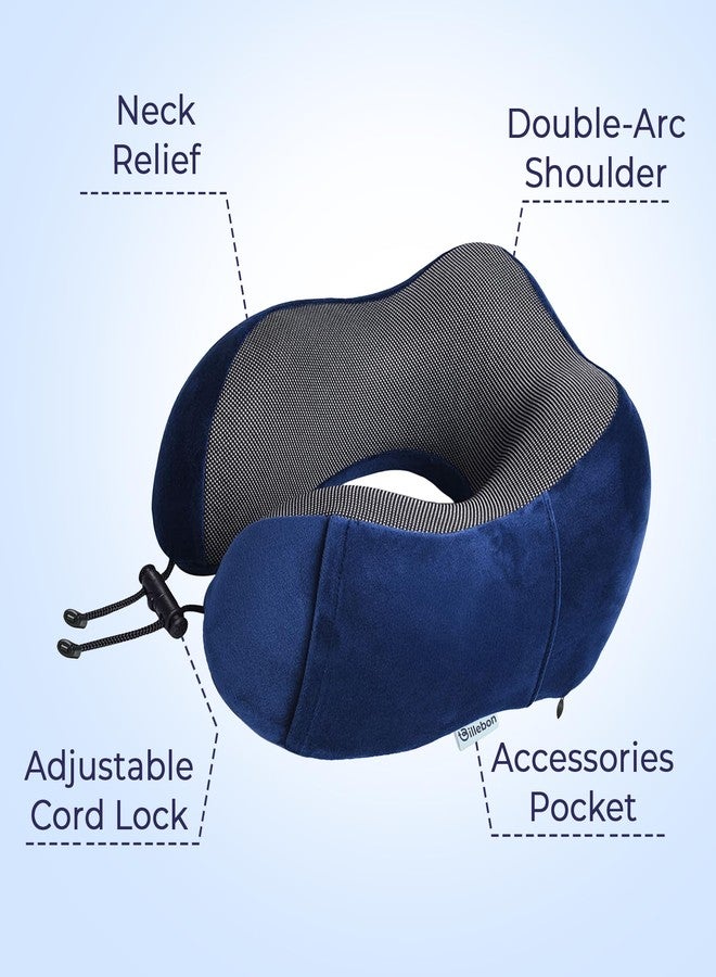 Billebon Neck Pillow for Travel – Comfortable Memory Foam Support, U-Shape Ergonomic Design, Portable for Flight Journeys, Lightweight Compact Build, Soft Washable Cover (Navy Blue with Eye Mask) - Image 5