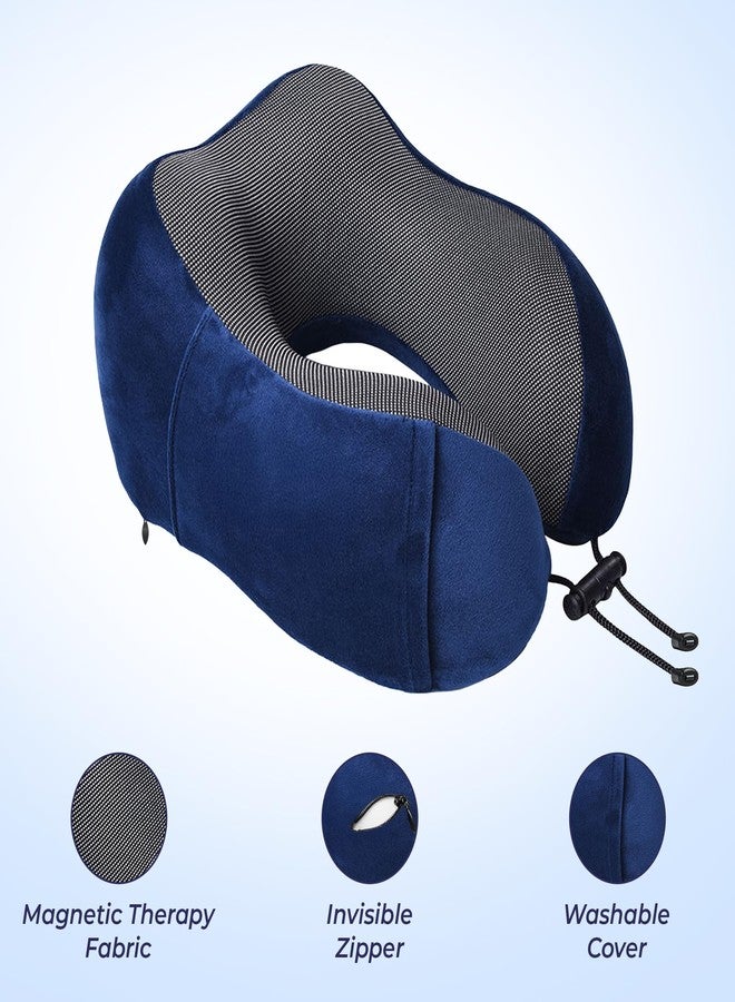 Billebon Neck Pillow for Travel – Comfortable Memory Foam Support, U-Shape Ergonomic Design, Portable for Flight Journeys, Lightweight Compact Build, Soft Washable Cover (Navy Blue with Eye Mask) - Image 2