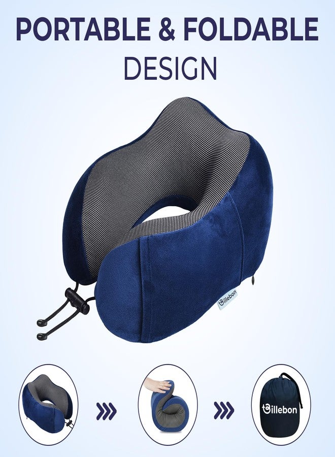 Billebon Neck Pillow for Travel – Comfortable Memory Foam Support, U-Shape Ergonomic Design, Portable for Flight Journeys, Lightweight Compact Build, Soft Washable Cover (Navy Blue with Eye Mask) - Image 4