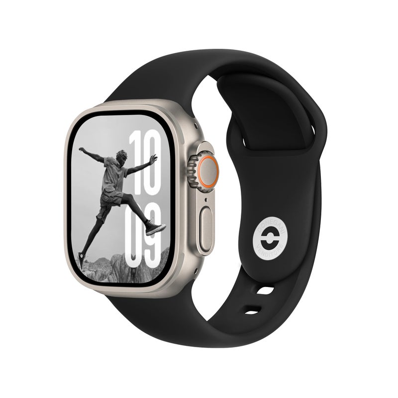 DONEGANI SB Sport Band for Apple Watch Bands Women Ultra 2 49mm, Series 10 46mm, 9 8 7 45mm 41mm, SE 6 5 4 44mm 40mm, 3 2 1 42mm 38mm Men iWatch, Strap Silicone Black - Image 1