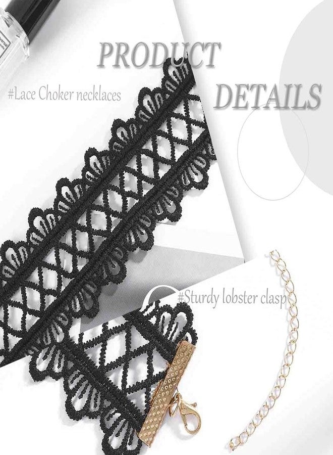 Aularso Black Lace Choker Necklaces Rhinestone Dainty Choker Necklace Vintage Short Necklace for Women (Black) - Image 3