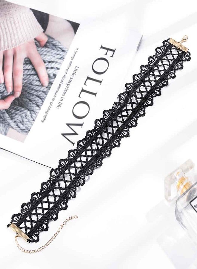Aularso Black Lace Choker Necklaces Rhinestone Dainty Choker Necklace Vintage Short Necklace for Women (Black) - Image 5