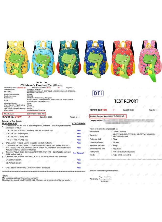 db (Deep Blue) - Dinosaur Toddler Mini Backpack with Leash, Anti-Lost Children Backpack, Kid snak Cartoon Backpack for Toddler Boys Girls 1-2 Years Old - Image 3