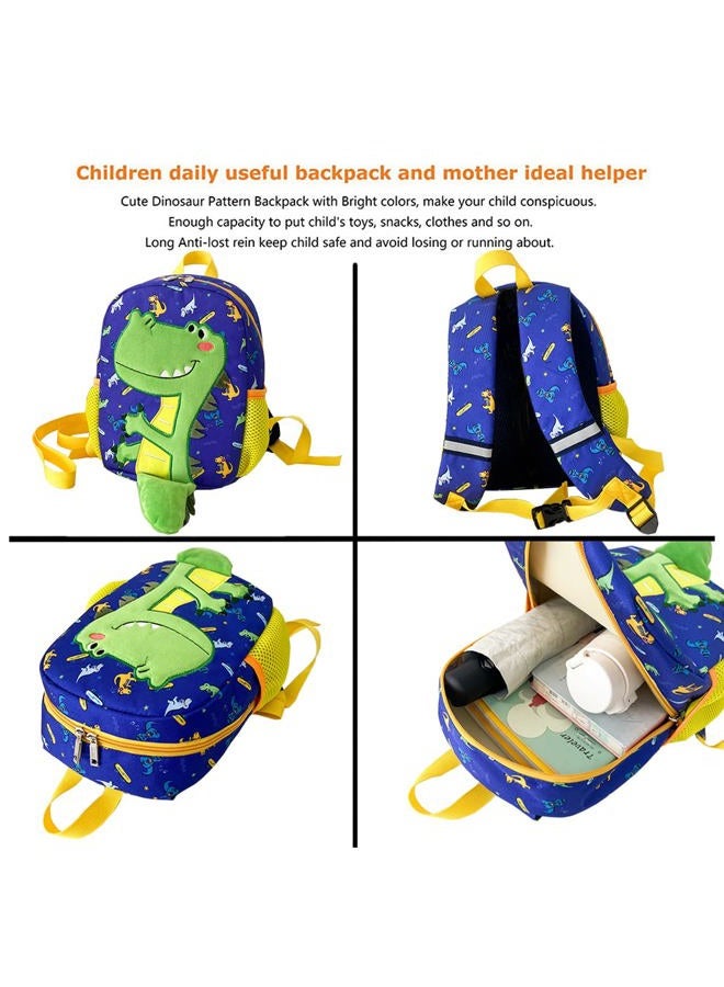 db (Deep Blue) - Dinosaur Toddler Mini Backpack with Leash, Anti-Lost Children Backpack, Kid snak Cartoon Backpack for Toddler Boys Girls 1-2 Years Old - Image 5