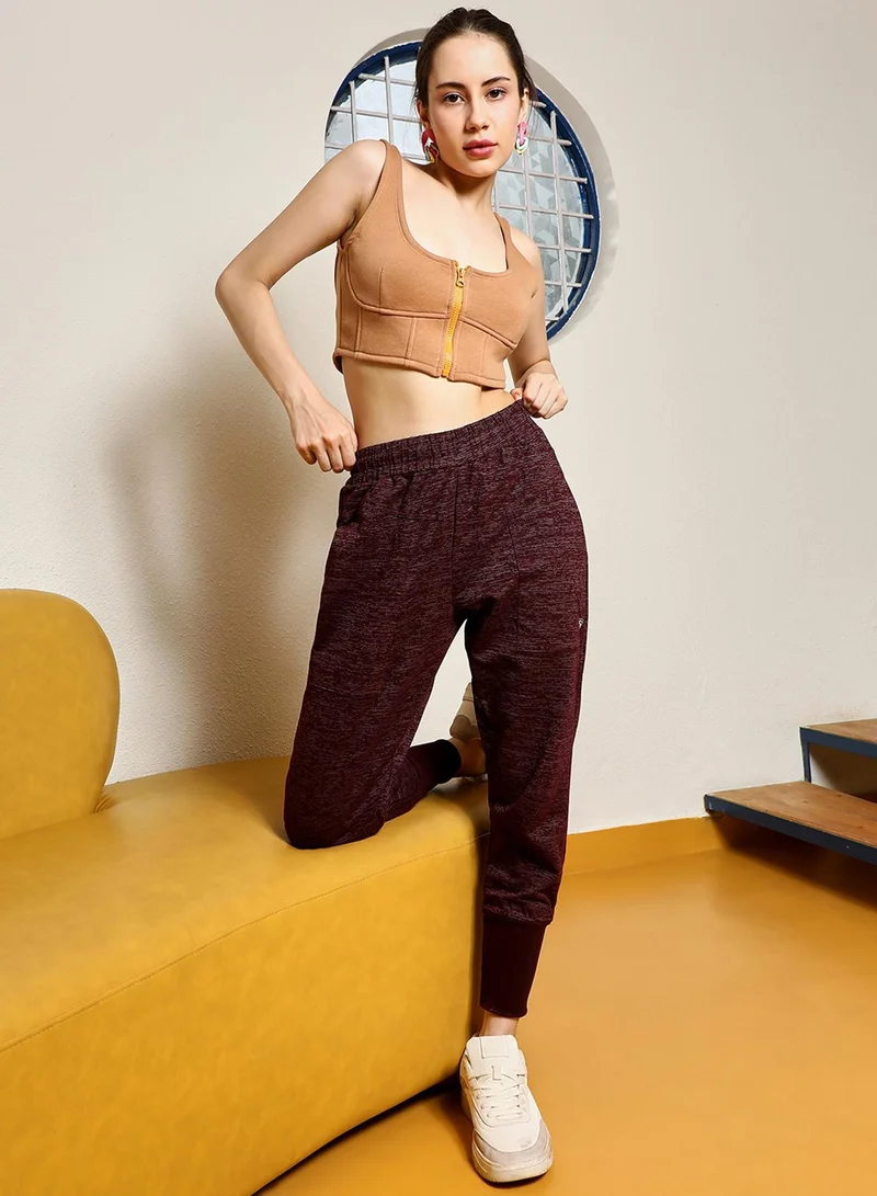 PINACOLADA Women's Maroon Red Heathered Trackpants