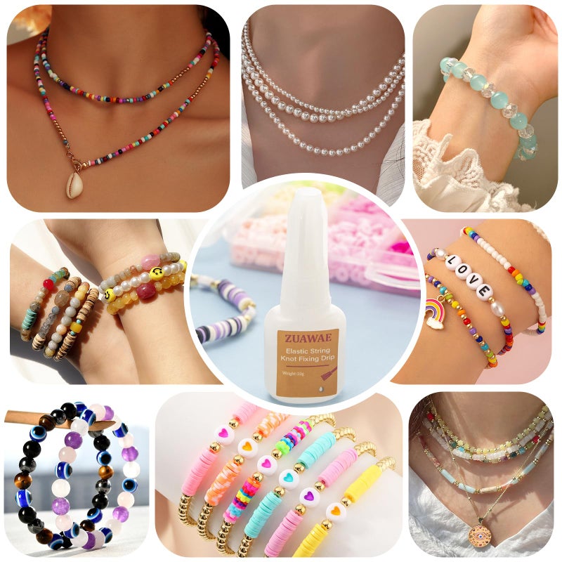 ZUAWAE Jewelry Glue for Elastic String - Clear Craft Glue, Bracelet Glue Bracelet Supplies for Rhinestones Crafts, Clay Beads, Fabric, Jewelry Making Kit - Image 5