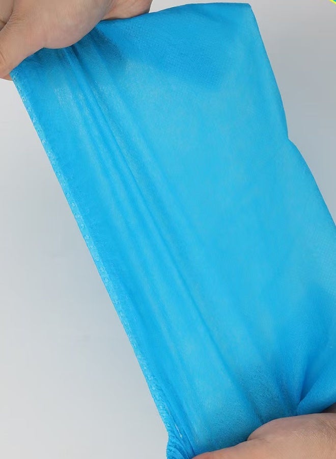 100Pcs Blue Thickened Non-Woven Disposable Shoe Covers 400g Heavy Duty Waterproof Dustproof Tear Resistant Elastic Overshoes for Home Office Indoor Cleaning Visitors Renovation - Image 4