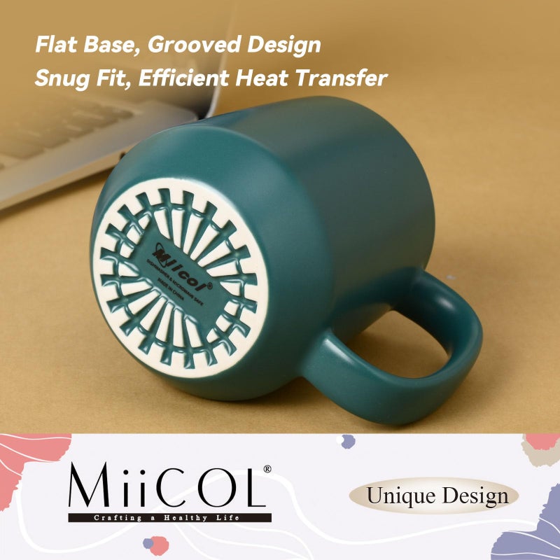 Miicol Ceramic Coffee Mug, 16 oz Large Coffee Cup, Tea Mug with Handle, Flat Bottom Mug for Men, Women, Office, Microwave and Dishwasher Safe, Multi-Color, Turquoise - Image 5