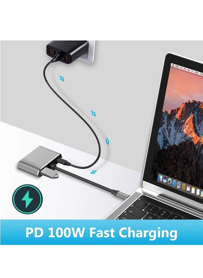 USB C to HDMI VGA Adapter, 4 in 1 USB C Multiport Hub Converter Thunderbolt 3 to HDMI 4K, VGA 1080P, USB 3.0, 100W PD Port for MacBook Pro/Air iPhone 16 15 Pro Max Dell XPS PC, etc - Image 5