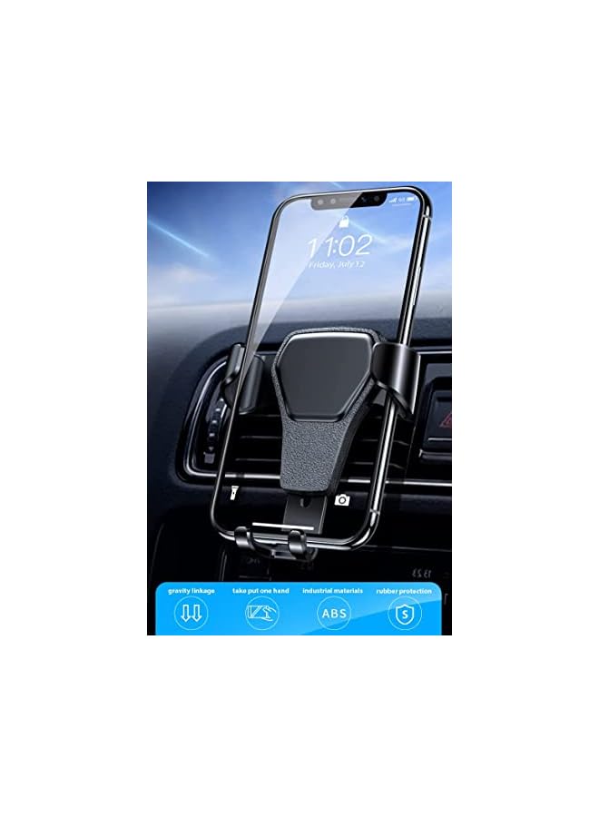 Mount for Car - Multifunction Automotive Phone Holder Leather Car Vent Phone Mount Gravity Car Accessories One-hand Operation Easy to Install Suitable for Iphone,Android,Smartphone (black)