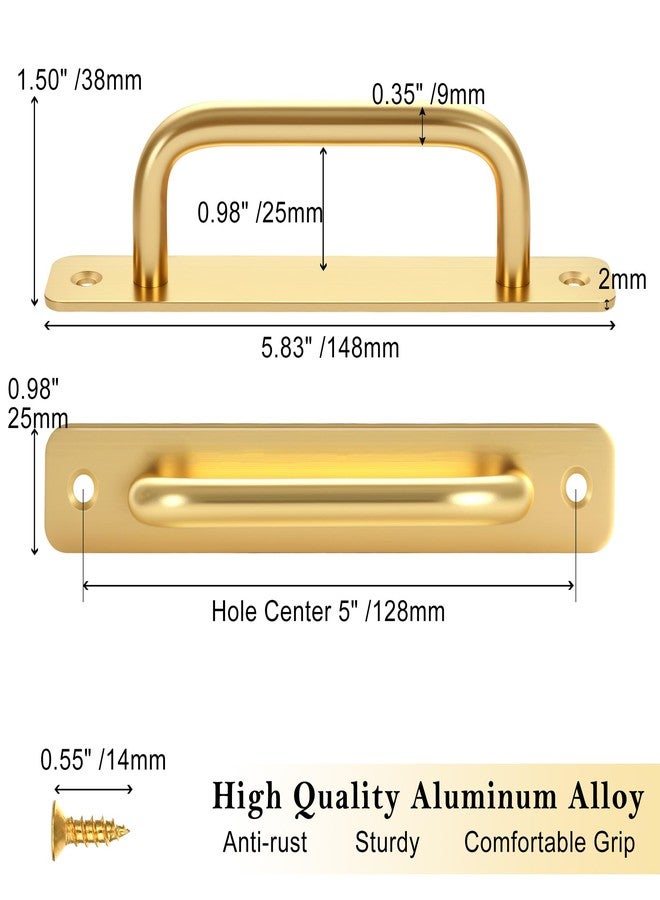 Malimali 4 Pack Gold Barn Door Handles, 5" Hole Center Gate Handle Sliding Door Handles Modern Aluminium Door Pull for Pocket Door Bifold Closet Doors Hardware Replacement - Image 2