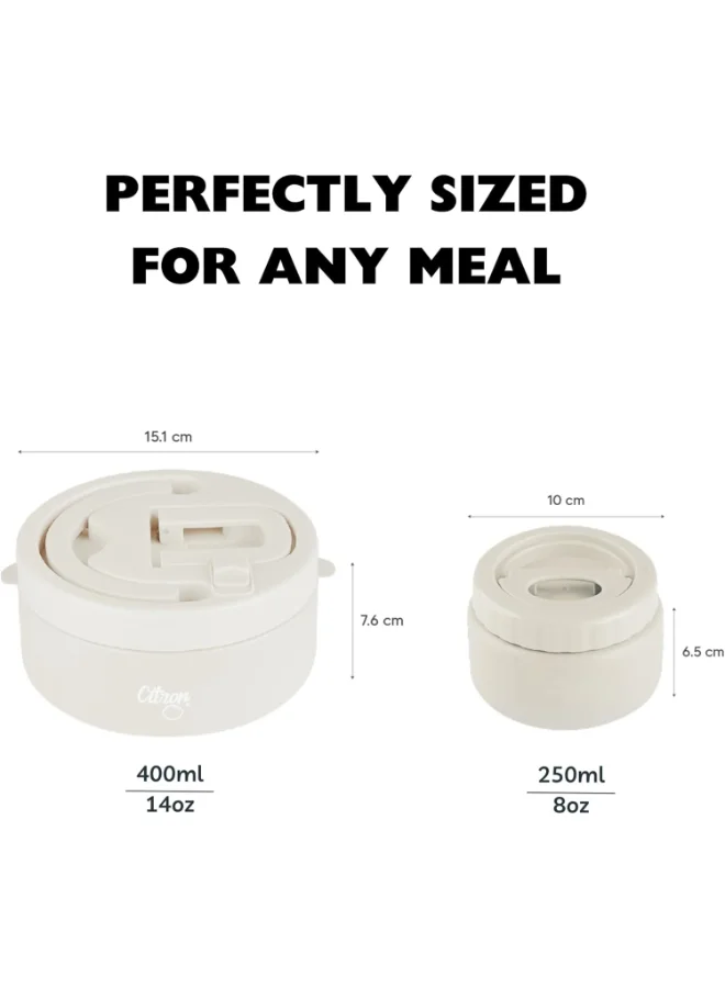 Citron Vacuum Insulated Food Jar For Kids And Adults, Bpa Free Food Thermos, Travel Hot Food Container, 400 Ml - Blush Pink