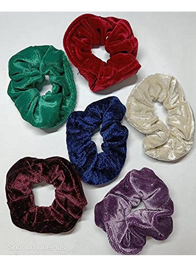 Drishti مادة مخملية مطاطية للشعر متعددة الألوان للفتيات والنساء، عبوة من 6 قطع - Image 3