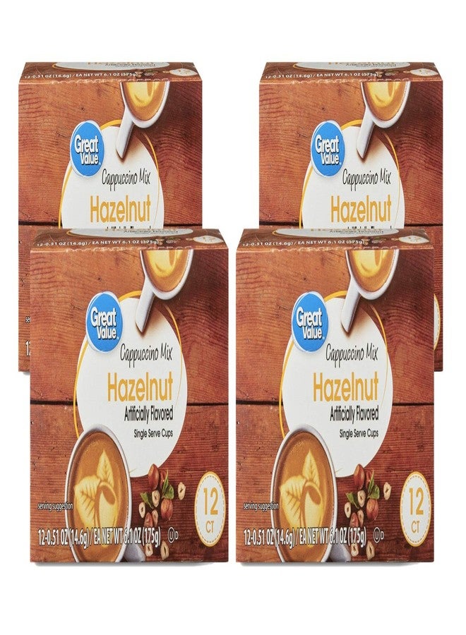 Great Value Cappuccino Coffee and Hot Drink Single Serve Pods, 12 Count (Hazelnut Cappuccino, Pack of 4) - Image 1