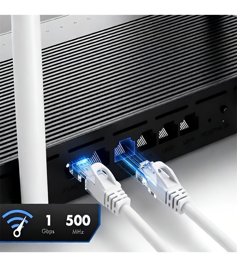 كابل تصحيح شبكة إيثرنت طويل من نوع RJ45 Cat6 بطول 183.46 بوصة باللون الأبيض، بسرعة عالية تصل إلى 1 جيجابت في الثانية - Image 5