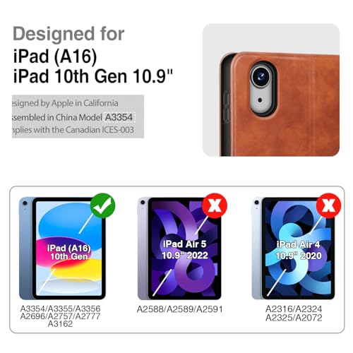 Antbox Case for iPad (A16) 11th Generation 11'' 2025/iPad 10th Generation 10.9'' 2022 with Built-in Pencil Holder Auto Sleep/Wake Function PU Leather Smart Cover (Brown) - Image 2