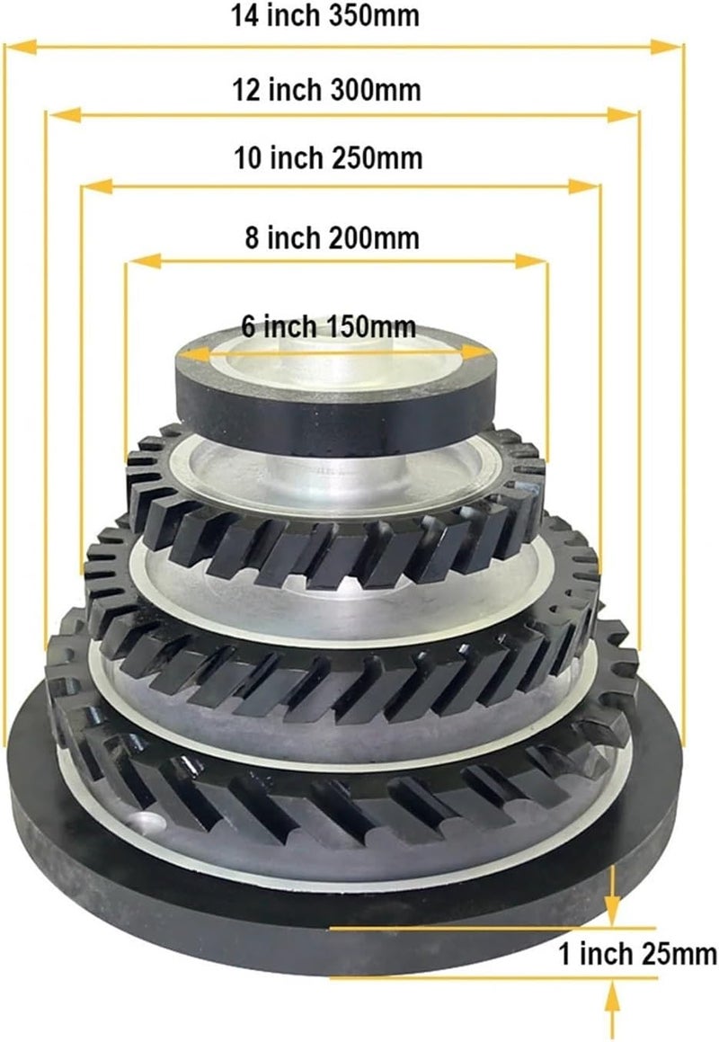 Rubber Contact Wheel For Belt Grinder – 1 Piece, 25mm Wide, Diameter 150–350mm(Grooved rubber,6202 installed 12.7,200x25mm) - Image 2