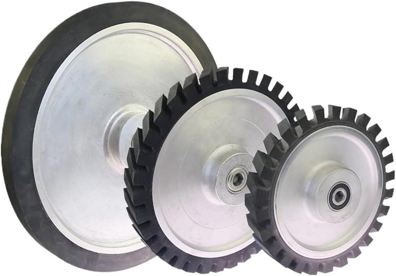 Rubber Contact Wheel For Belt Grinder – 1 Piece, 25mm Wide, Diameter 150–350mm(Grooved rubber,6202 installed 12.7,200x25mm) - Image 1
