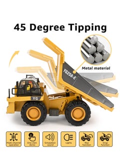 Excefore Remote Control Dump Truck Toys RC Construction Toy Vehicles with Metal Bed Lights Sounds 9 Channel 2 Batteries RC Truck Toys Bulldozing Dump Engineering Truck Birthday Gifts for Boys Age 3+  - Image 3