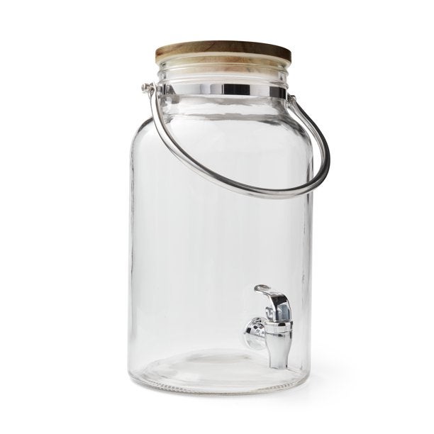 ARUZEN Glass Mason Jar 5000 ML Set of 1 Dispenser with Cork Lid Glass Beverage Dispenser with Cork Lid Fun Party Home & Kitchen Glassware Water Pitcher for Juice, Beer, Kombucha & Cold Drinks  - Image 5