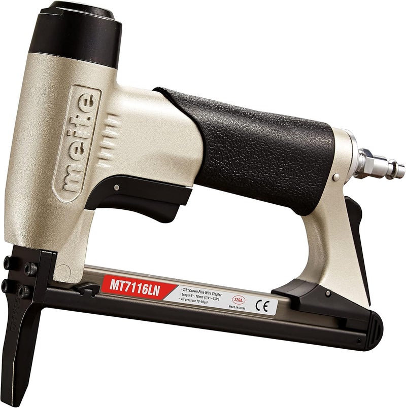 Meite MT7116LN Pneumatic Upholstery Stapler 22 Gauge 71 Series 3/8" Crown 1/4" to 5/8" Length Long Nose Stapler - Image 1