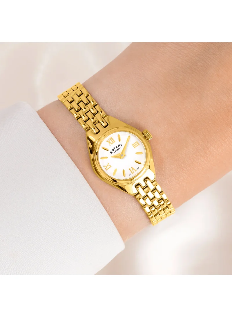 Rotary  Rotary Ladies Cocktail Silver White Dial Gold Plated Stainless Steel Bracelet Watch - LB05128/70 for Women | Best Price UAE