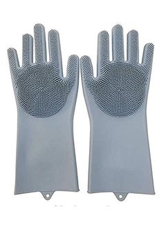 Wishbone Wishbone SILICON CLEANING GLOVES Heavy Duty Silicone Hand Gloves for Dishwashing, Utensil Cleaning, Pet Grooming and Kitchen Cleaner, Random Color, Free Size, Pack of 1 Pair  - Image 1