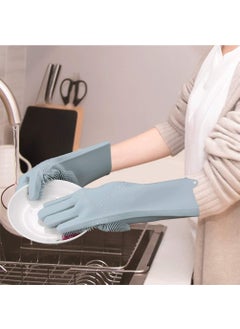 Wishbone Wishbone SILICON CLEANING GLOVES Heavy Duty Silicone Hand Gloves for Dishwashing, Utensil Cleaning, Pet Grooming and Kitchen Cleaner, Random Color, Free Size, Pack of 1 Pair  - Image 4