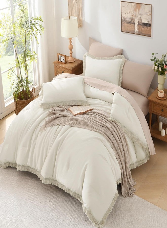 Andency مجموعة أغطية سرير أندنسي توين بيج، 2 قطعة مجموعة أغطية سرير بوهو مع شرابات للأطفال للأولاد والبنات والمراهقين، مجموعة أغطية سرير ناعمة لجميع فصول السنة (66x90 إنش وغطاء وسادة واحد) - Image 5