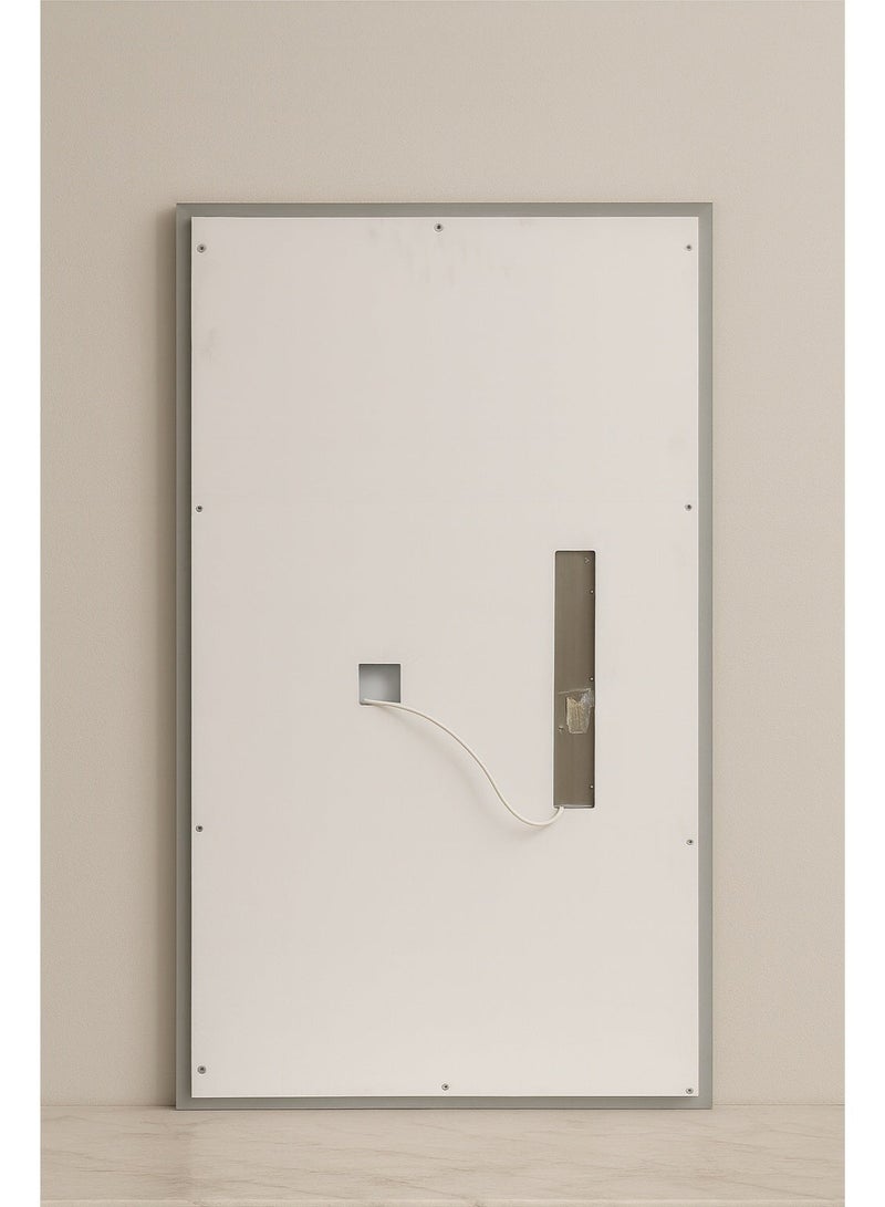 مرآة حمام LED مقاس 100×60 سم، مرآة حائط بإضاءة أمامية مع زر لمس ذكي، مرآة مستطيلة عصرية للحمام وغرفة النوم والتسريحة - Image 3